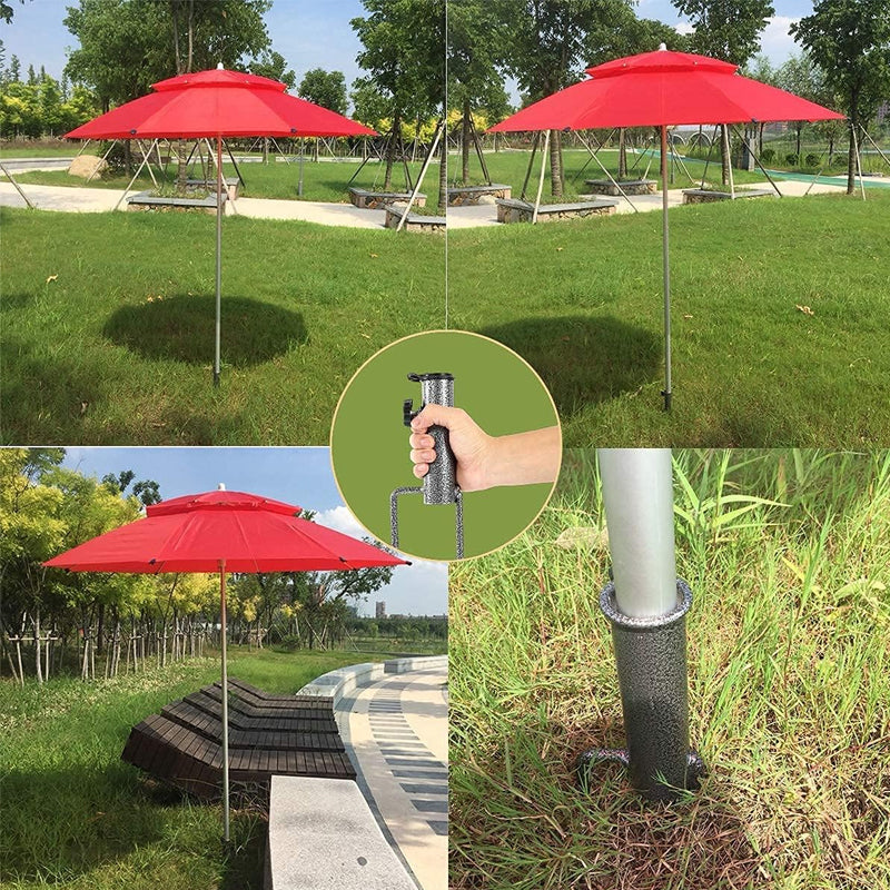 Heavy-Duty Adjustable Spiral Ground Anchor Umbrella Holder