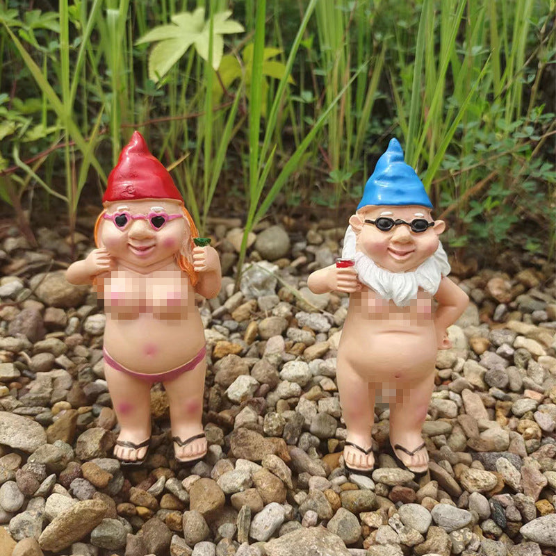 Naughty Garden Gnome Funny Statue