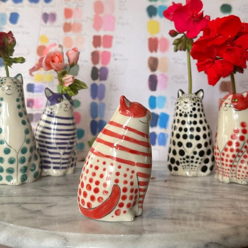 Polka Dot Cat Vase