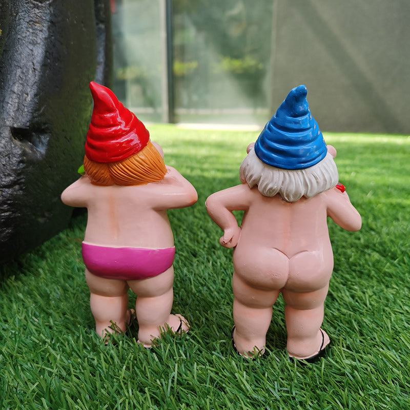 Naughty Garden Gnome Funny Statue