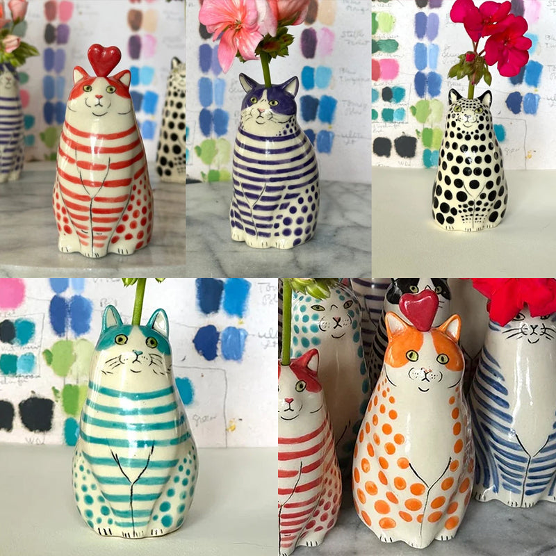 Polka Dot Cat Vase